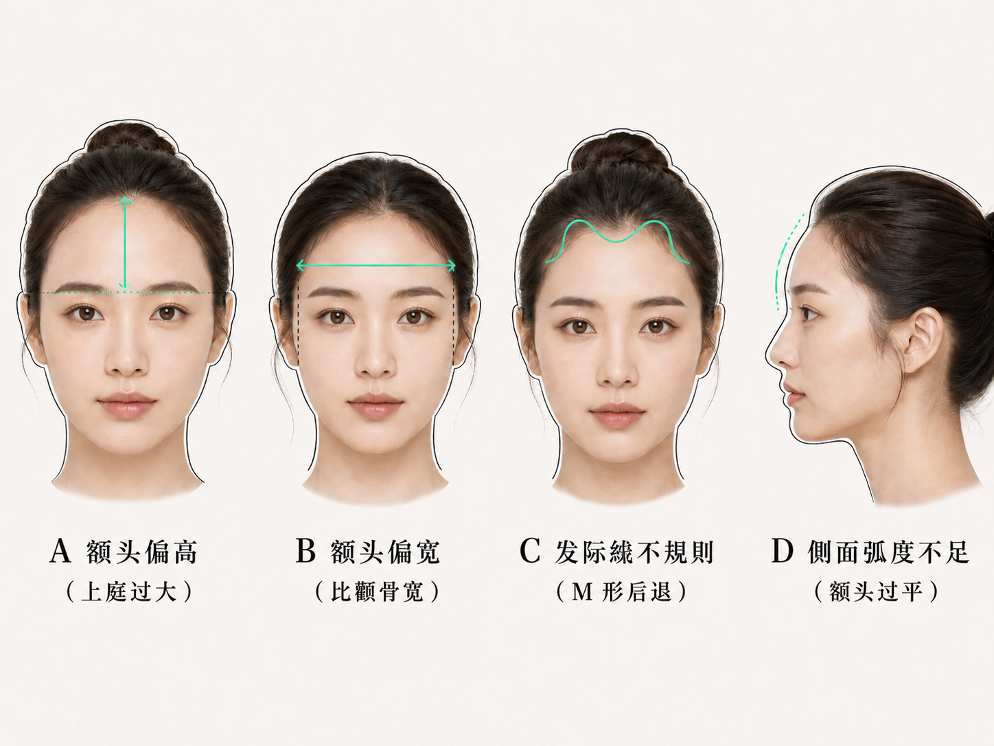 常见的几种额头类型