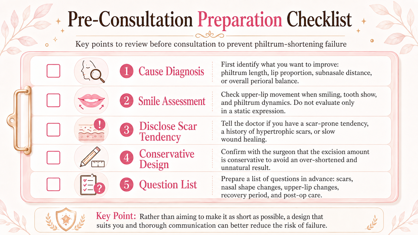 pre-consultation checklist for preventing lip lift failure