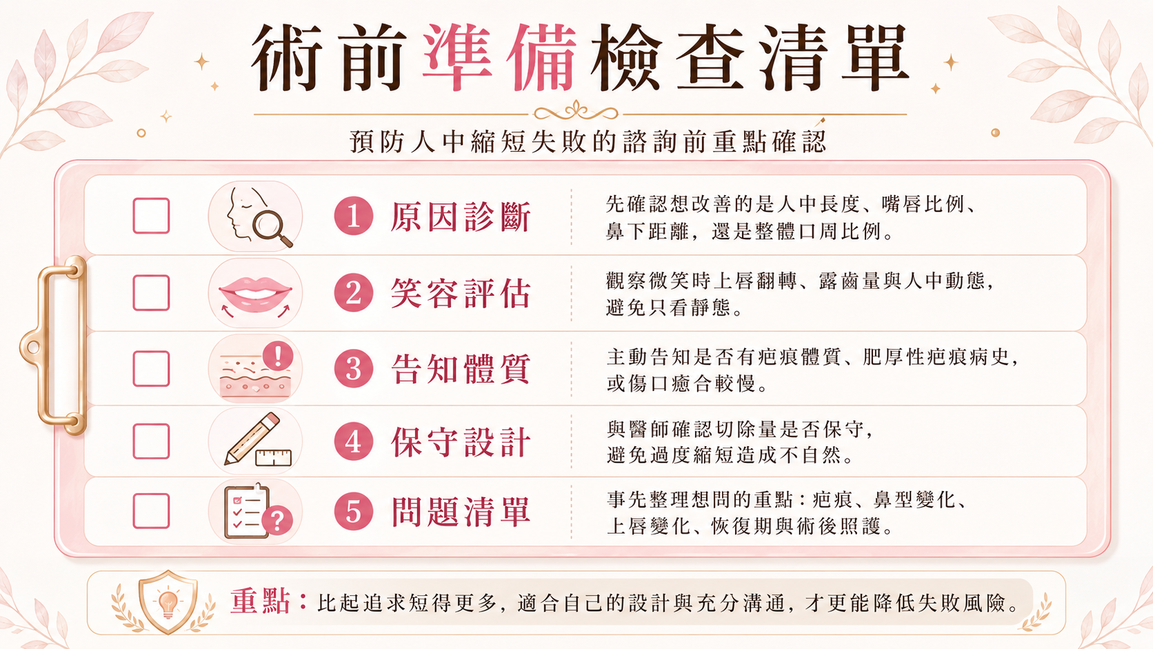 預防人中縮短失敗的諮詢前檢查清單