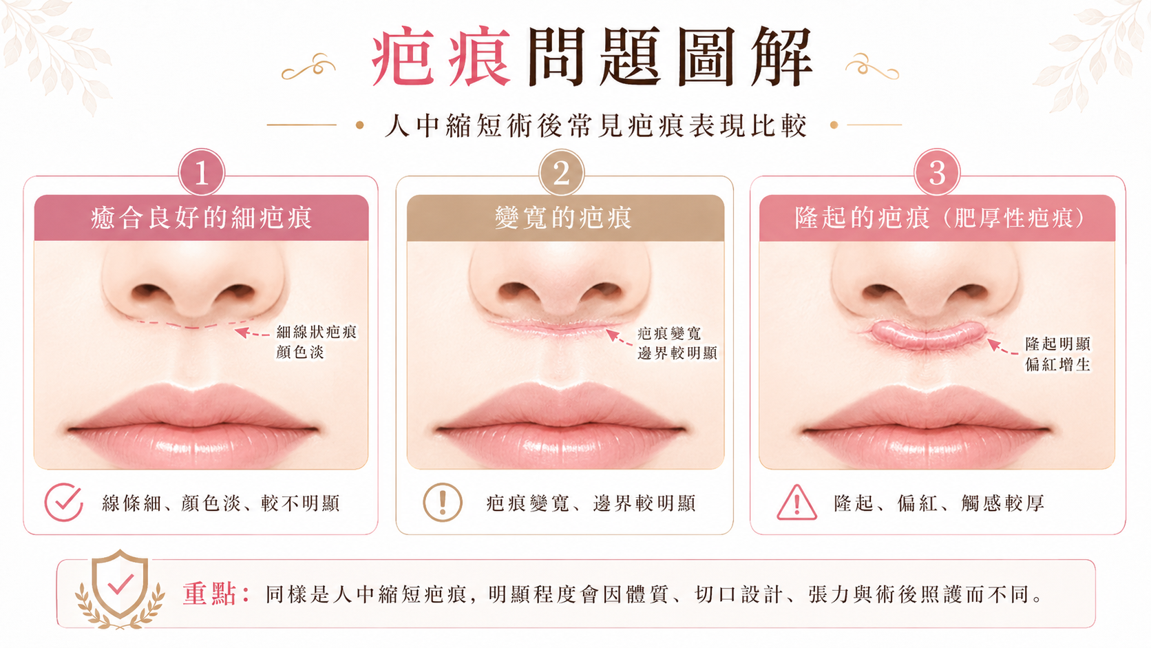 人中縮短疤痕明顯的失敗模式圖解